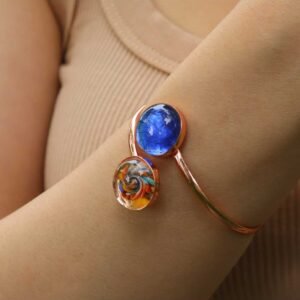 MURANO CAM BRONZ KALIP DOLUM İKİLİ TASARIM BİLEKLİK