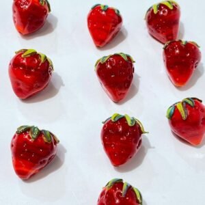 Kırmızı Murano Cam Boncuk Çilek 1 Adet