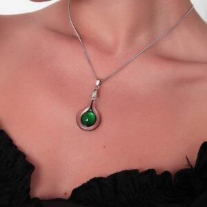 Murano Cam Zümrüt Tasarım Kolye