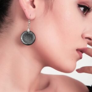 Murano Cam Tasarım Gümüş Işıltı Küpe