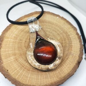 Murano Cam Tasarım Karamel Damla Kolye