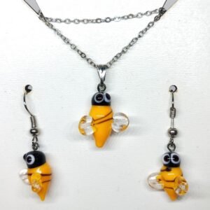 Murano Cam Tasarım Arı Kolye Ve Küpe Set Takım