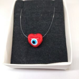 Murano Cam Nazar Boncuklu Kalp Kolye Hayalet Ipli