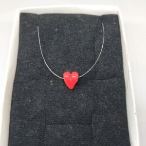 Murano Cam Tasarım Kalp Kolye Hayalet Ipli.