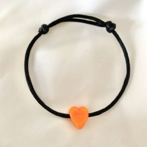 Turuncu Murano Cam Boncuk Kalp Bileklik