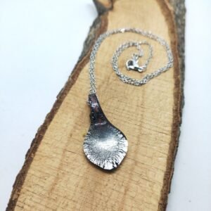 Murano Cam Tasarim Gümüş Varaklı Kolye