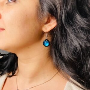 Murano Cam Özel Gümüş Varak Mavi Set