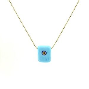 Murano Cam Dikdörtgen Çalışmalı Nazar Kolye