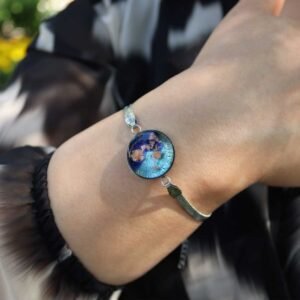 ÇELİK YILAN TASARIM BİLEKLİK MURANO CAM