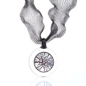 Murano Cam Titanyum Ipli Silver Kolye