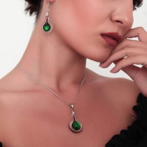 Murano Cam Damla Yeşil Set