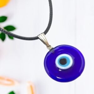 Deri Ip Lacivert Nazar Boncuğu Kolye