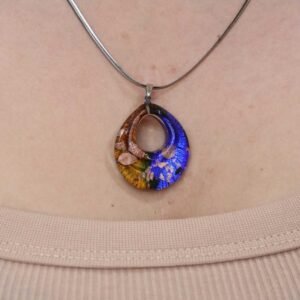 ÇELİK KOLYE MURANO CAM YILAN ZİNCİR TASARIM